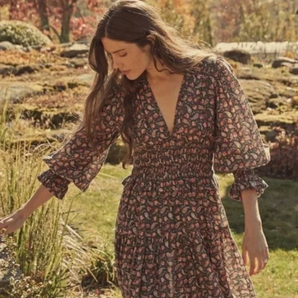 DÔEN CECILY DRESS -- TEAL CANTERBURY PAISLEY / Doen
